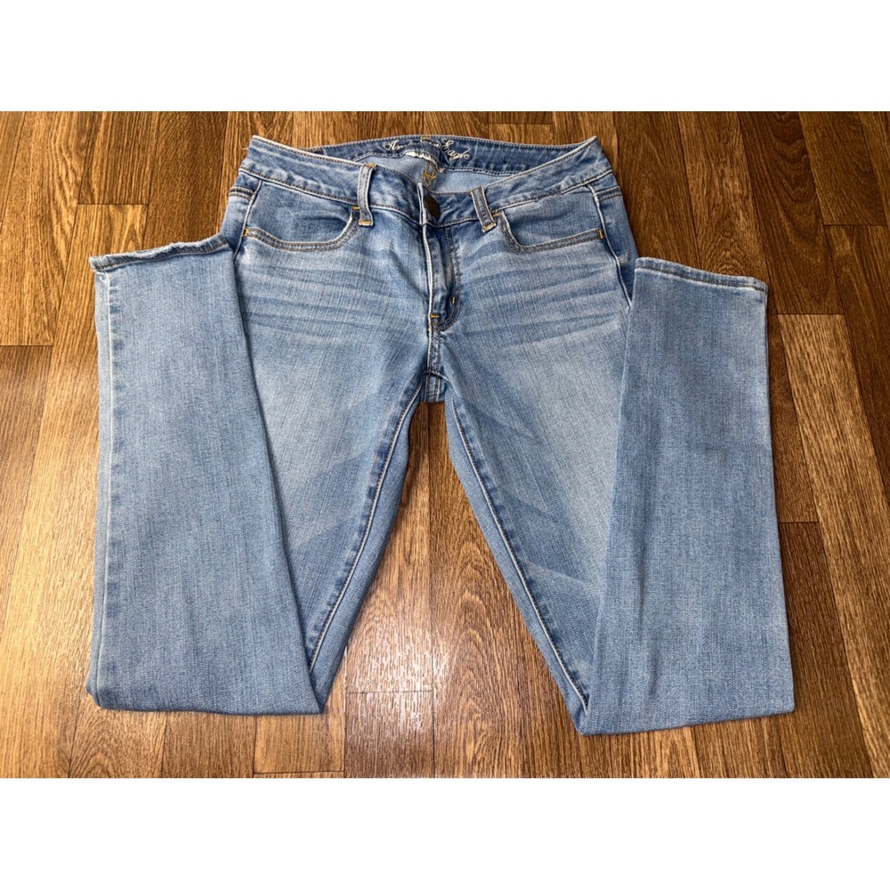 American Eagle Super Stretch Jegging Light Wash Blue Low Rise Skinny Jeans Sz 6